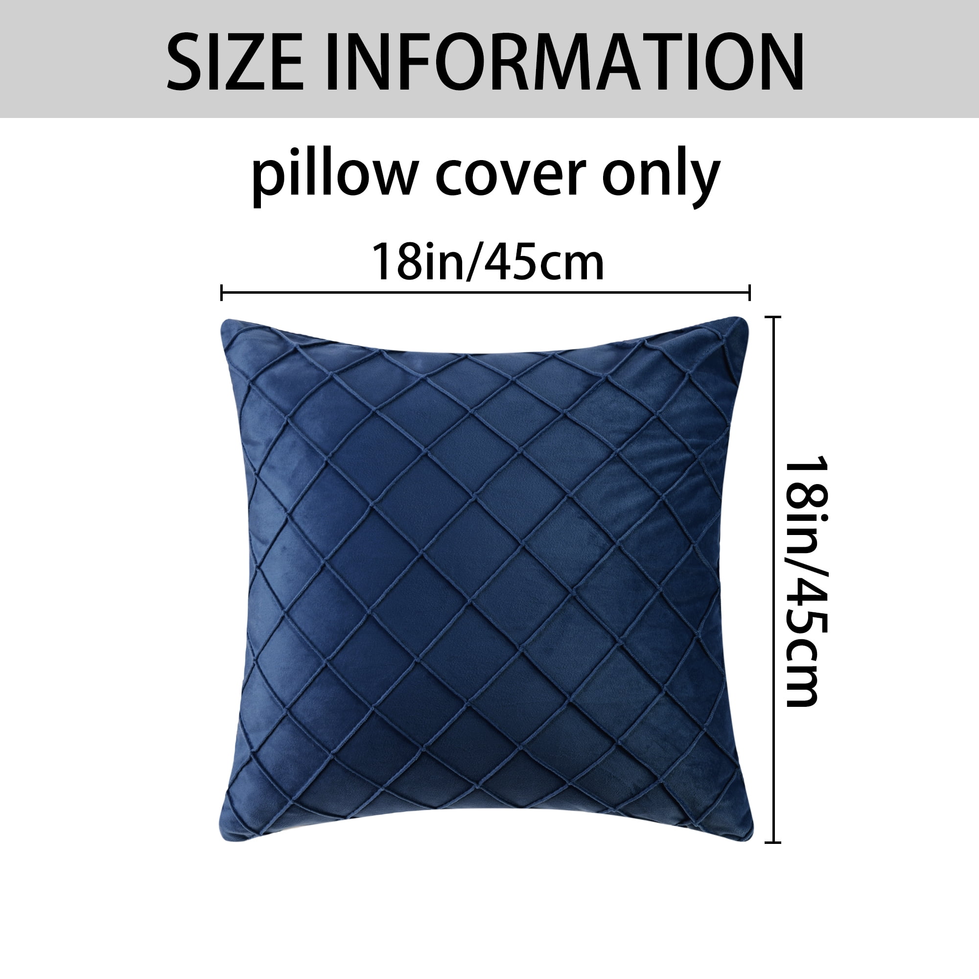 Unique Bargains 4Pcs Velvet Geometric Textured Pillow Covers Home Decor Cushion Covers Navy Blue/Yellow 18" x 18"