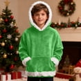 thumbnail image 2 of SRZYMJ Boys Flannel Hooded Pullover Sweatshirt Soft Cozy Casual Wear Youth Childrens Outerwear Jacket Top Light Green 6-7 Years, 2 of 7