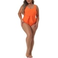thumbnail image 2 of Agnes Orinda Women's Plus Size 1 Piece Swimsuits High Waisted Tummy Control Push Up Beach Vacation Bathing Suits 2X Orange, 2 of 7