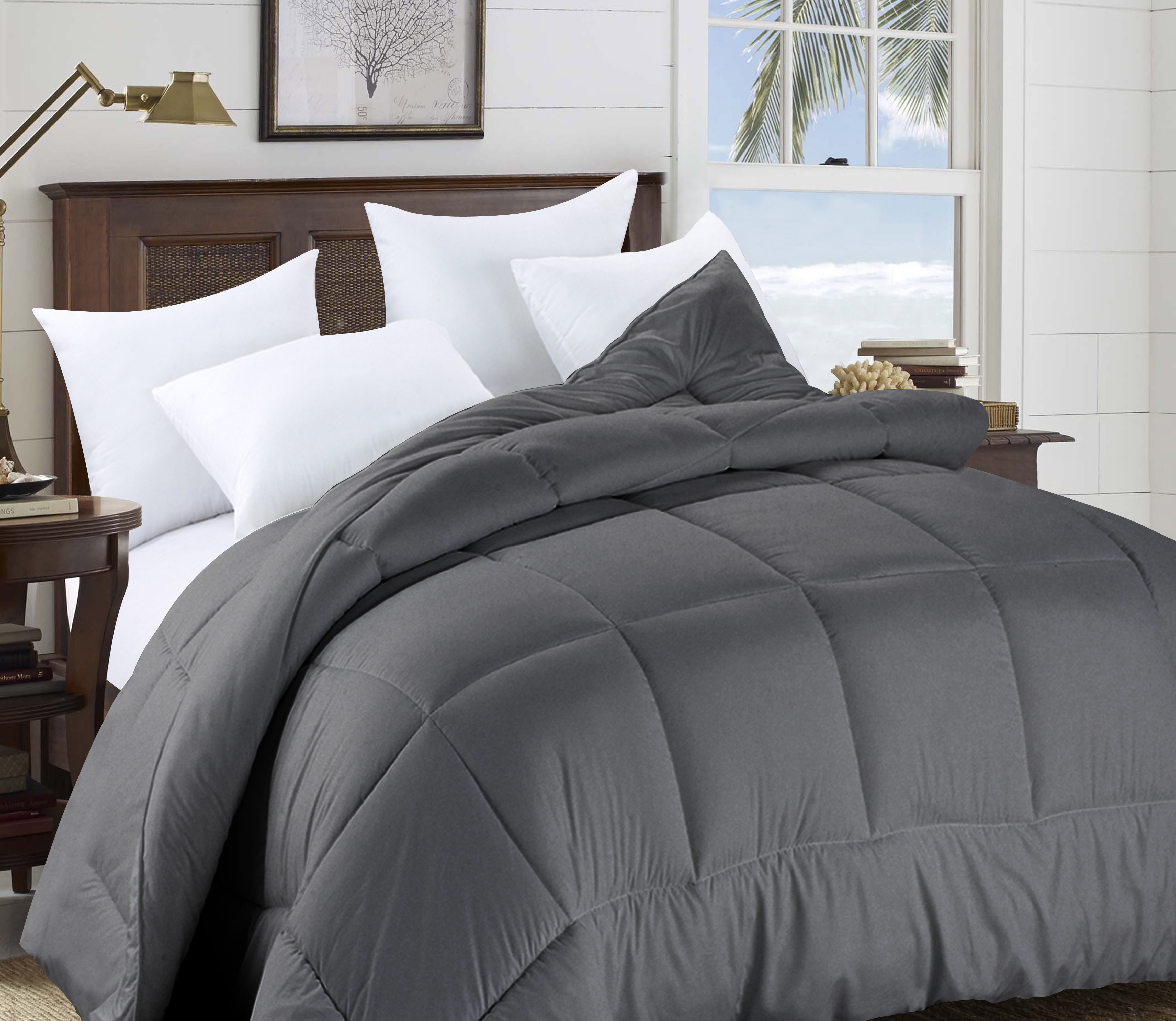 Swift Home Heavy-Filled Down Alternative Comforter, Ultra Soft All Season Hypoallergenic Bedding, Queen/Double, Grey