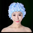 thumbnail image 3 of Women Petal Swimming Cap Flower Design Ladies Bathing Cap Swimming Pool Hat, 3 of 7