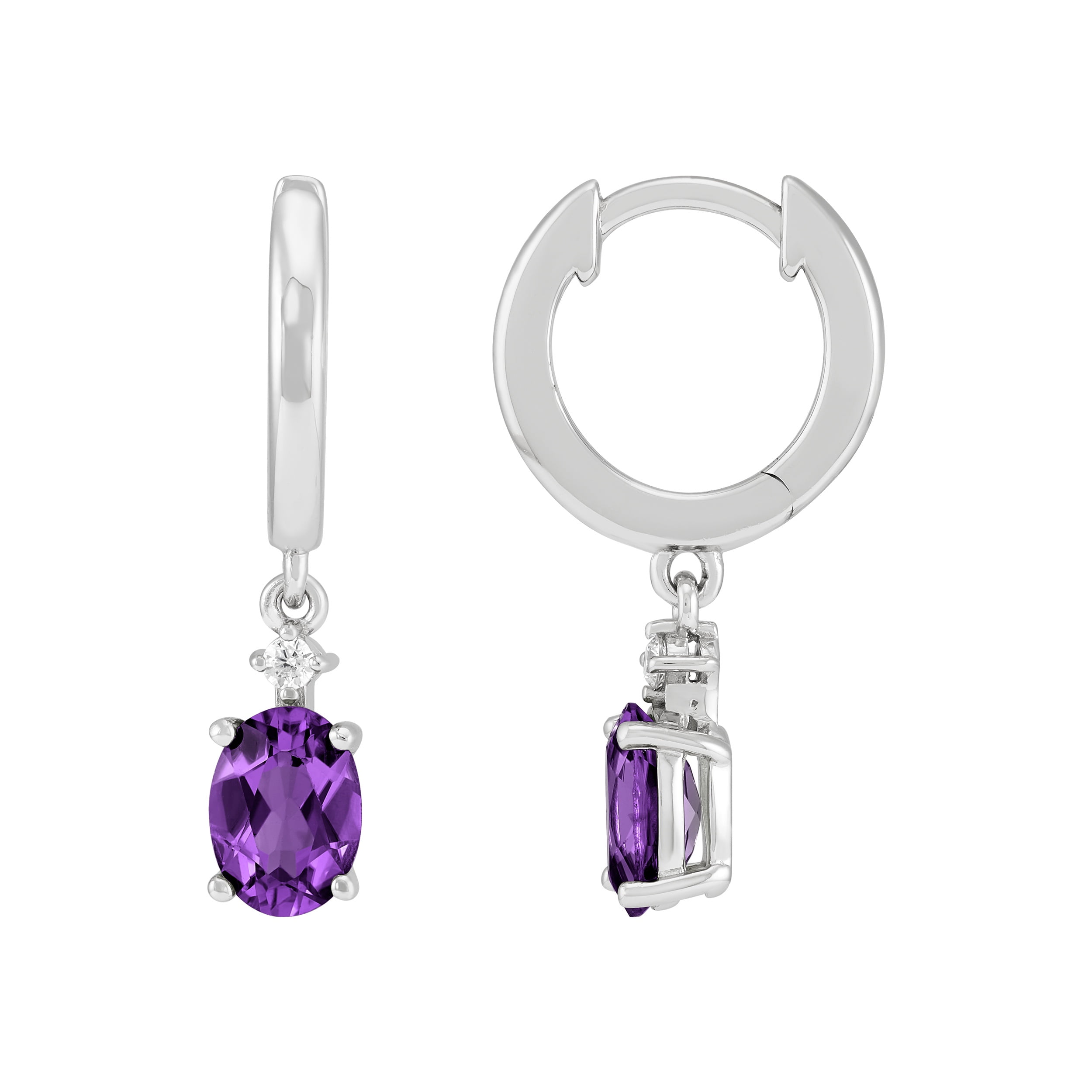 Brilliance Fine Jewelry Oval Simulated Amethyst Drop Earrings in Sterling Silver