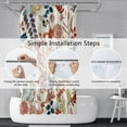 thumbnail image 6 of Boho Floral Shower Curtain Vintage Bohemia Sage Leaves Flower Herb Botanical Bath Curtains Decorative Polyester Fabric Cloth Bathroom Shower Curtains Set with Hooks, 72x72 Inch, 6 of 6