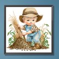 thumbnail image 1 of Pintura de diamante 5D DIY parcial con forma especial taladro granja vaquero niño Kit 30x30cm, 1 of 9
