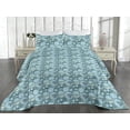 thumbnail image 2 of Ambesonne Floral Quilted Bedspread Set 3 Pcs, Botanical Spring Cold Tones, King, Soft Blue Cadet Blue, 2 of 4