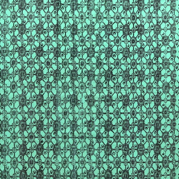 Ahgly Company Indoor Square Abstract Turquoise Blue Modern Area Rugs, 7' Square