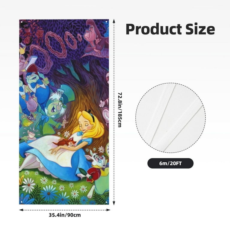 Door Cover Decoration Alice in Wonderland Hanging Banner Backdrop