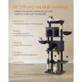 thumbnail image 2 of 69 Inch Tall Cat Tree Tower for Indoor Cats, Multi-Level Cat Condo with 2 Caves, 2 Baskets, 5 Scratching Posts, Self-Groomer, Perch, and Hammock, Dark Gray, 2 of 7