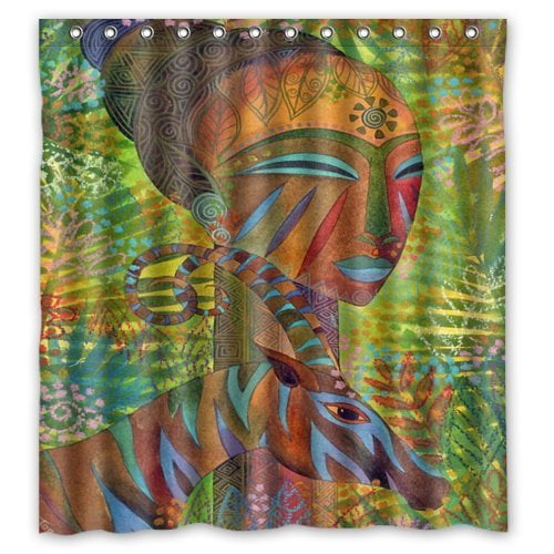 MOHome Artistic African Queens Shower Curtain Waterproof Polyester