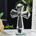 thumbnail image 2 of Hand-Carved Crystal Cross Desk Decor - 6 Inch Spiritual Gift for Christians, Clear K9 Crystal Religious Figurine with 360° Faceted Design, Home Altar & Office Inspirational Ornament (Multi-Colored), 2 of 11