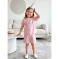 thumbnail image 6 of BemeyourBBs Infant Baby Girls First Birthday Outfit Summer 1 Years Old Birthday Clothes Cute Letters Embroidery Short Sleeve T Shirt Tops with Pockets Shorts 2Pcs Clothing Set, 6 of 9