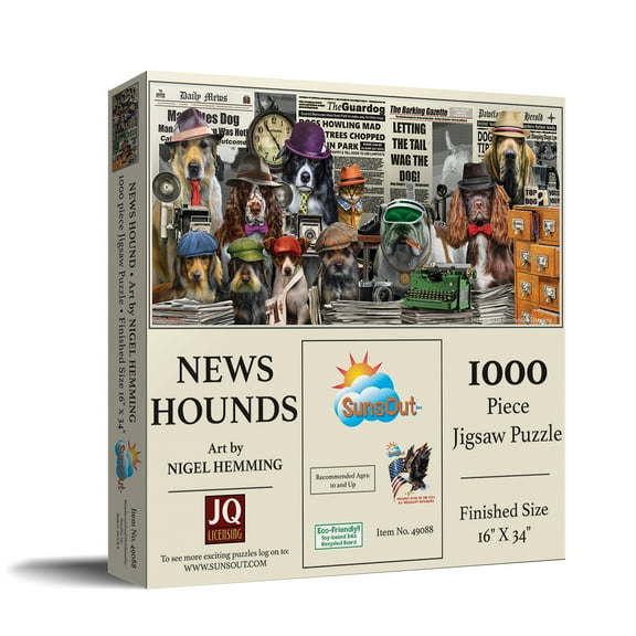 SUNSOUT INC - NewsHounds - 1000 pc Jigsaw Puzzle by Artist: Nigel Hemming - Finished Size 16" x 34" - MPN# 49088
