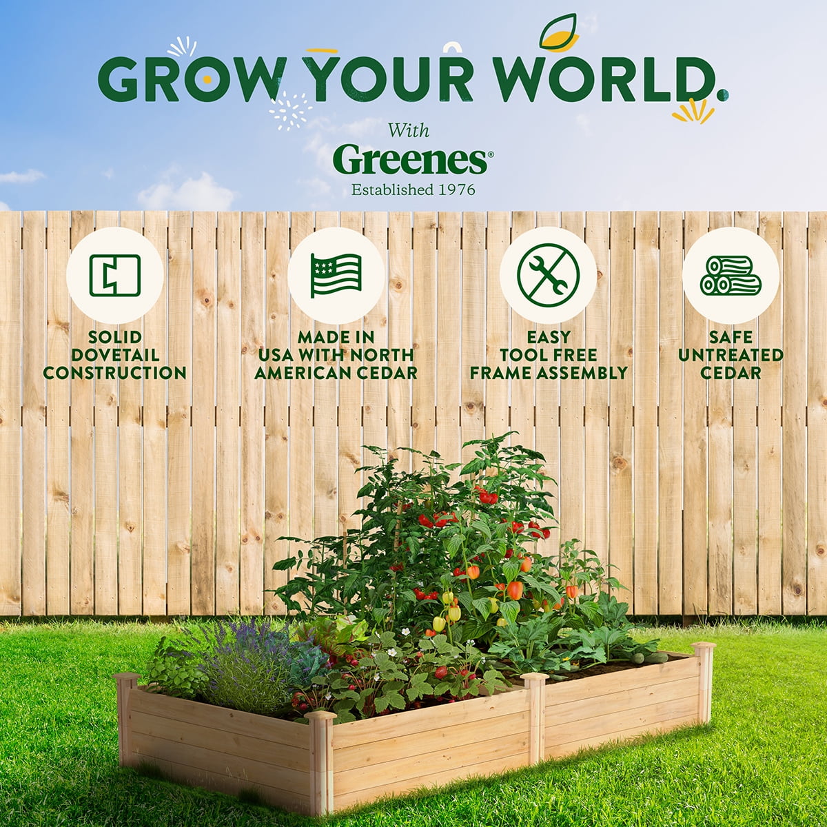 Greenes Fence 4' x 8' x 14" (3/4" Thick) Premium Cedar Raised Garden Bed