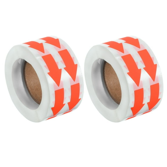 1.2x0.6" Arrow Sticker, Adhesive Color Coding Decal, Bright Rose Red 2000 Pack