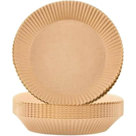100 PCS Air Fryer Liners Disposable,Parchment Paper Liners for Air Fryer Basket,Air Fryer Sheets Round for Baking,Air Fryer Accessories for Baking Cooking Food,20 * 4.5 cm,Brown
