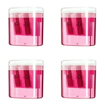 Pencil Sharpeners, Manual Pencil Sharpeners, 4PCS Colorful Dual Holes Pencil Sharpener with Lid, Portable Pencil Sharpener for Home Office Supplies(Pink)