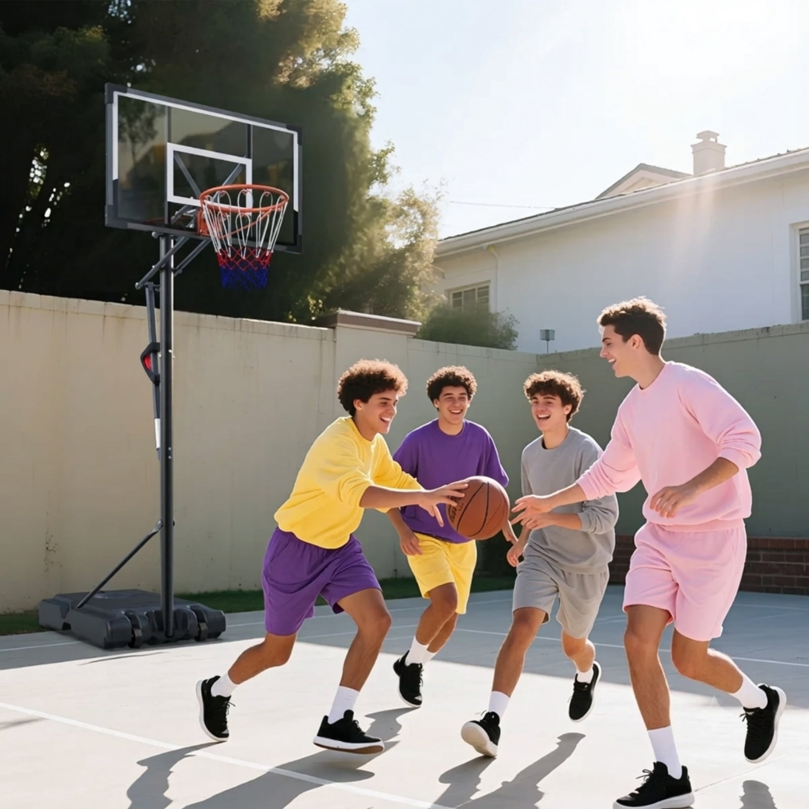 Bexfil Portable Basketball Hoop, 4.0-8.5FT Adjustable Basketball Goal System, 33 Inch Outdoor Basketball Hoop and Goals for Kids, Youth, and Adults in The Backyard, Driveway with PC Backboard