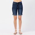 thumbnail image 4 of Womens Jeans Casual Fashion Slim Pockets Shorts Curly Edge Shorts Dark Blue Pants Sizes XXL, 4 of 7