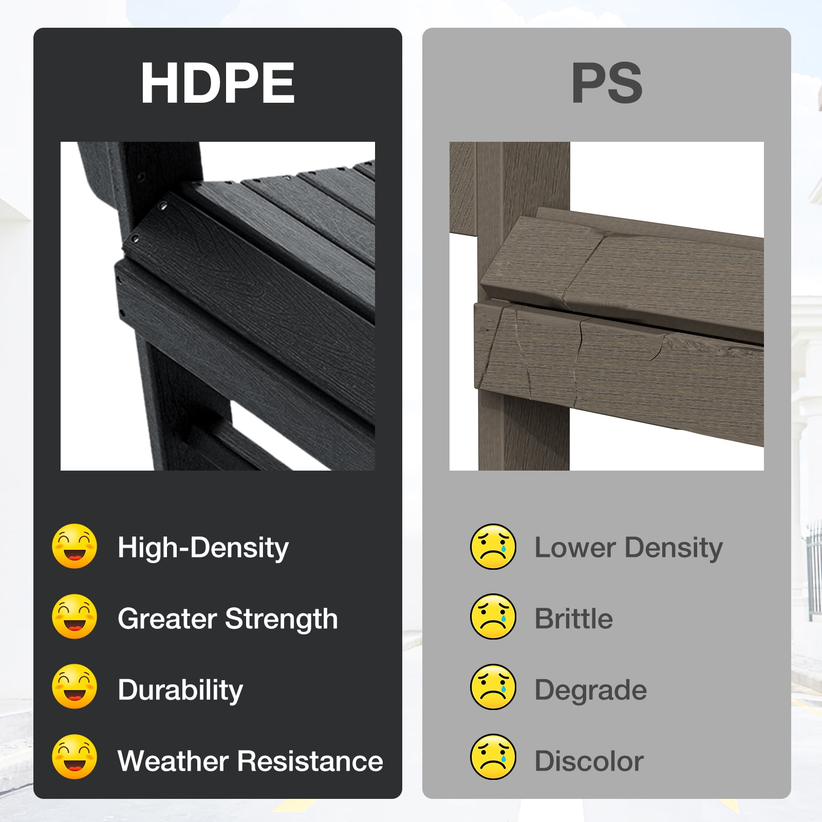 Garpans Adirondack Chair All Weather Outdoor Adirondack Chair HDPE Outdoor Chair for Patio Front Porch Pool Garden Deck Fire Pit Outside, Black