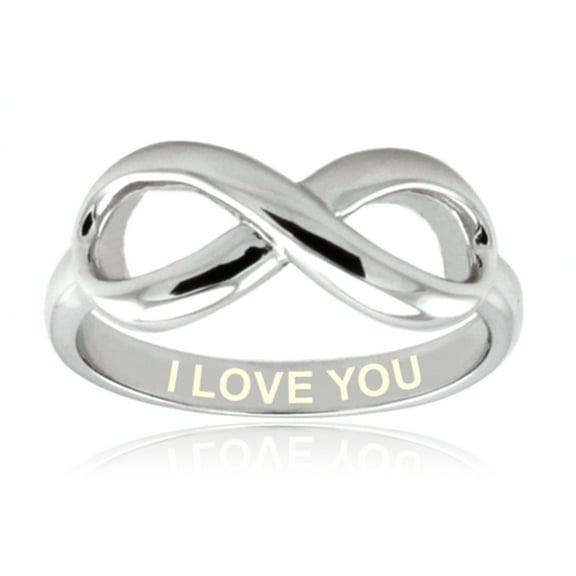 Tioneer Sterling Silver I Love You Engraved Infinity Ring