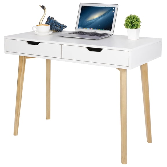 LINJH Wood Home Office Laptop Table - Computer Desk Writing Workstation with Drawer - Modern Wooden Office Desk for Home Study & Workspace Organization