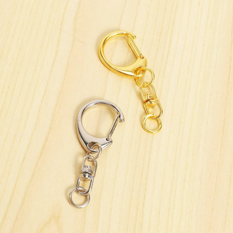China 100 Piece D Hook Keychain Hardware with Jump Rings, Metal Split Key Ring Clips with Chain for Craft Charm Making DIY, Girl's, Size: Small, Gold