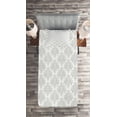 thumbnail image 3 of Ambesonne Damask Grey Quilted Coverlet 2 Pcs, Baroque Botany Swirls, Twin Size, Pale Grey and White, 3 of 4