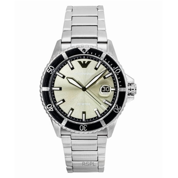 Emporio Armani Reloj World Explorer AR11683 de Cuarzo con Esfera Gris y Acero Inoxidable para Hombre, 100 M