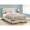 thumbnail image 3 of Monarch Specialties Queen Size, Beige Linen Bed with 2 Storage Drawers, 3 of 5