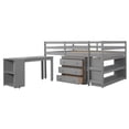 thumbnail image 4 of Full Size Loft Bed,Solid Wood Low Loft Bed with Cabinet and Rolling Portable Desk,Multiple Functional Loft Bed with Storage Shelves for Boys and Girls,Space Saving, Gray, 4 of 7
