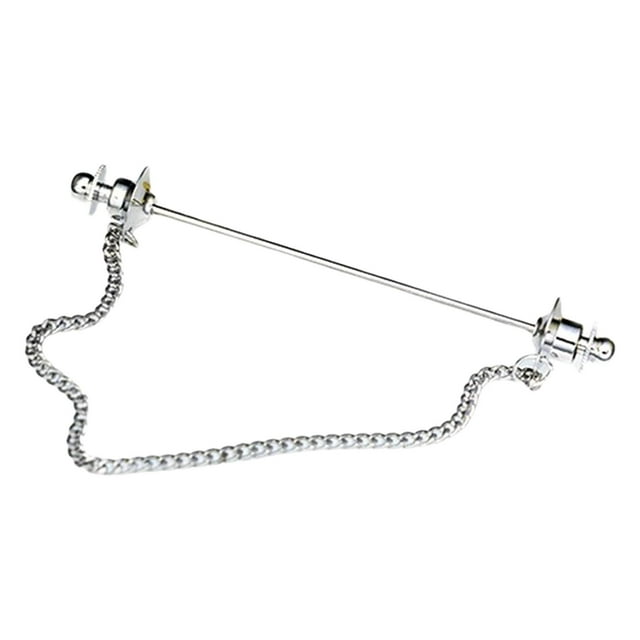 Alfiler de barra de cuello de camisa clásico para hombre con cadena Yuyangstore joyería decoración corbatín cierres Plata Clips para la barra del cuello de la camisa