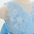 thumbnail image 4 of IBTOM CASTLE Toddler Little Flower Girls Princess Tulle Dress Sleeveless Floral Embroidery Tutu 3D Butterfly Back Bowknot For Wedding Birthday Party Evening Formal Blue, 4 of 7