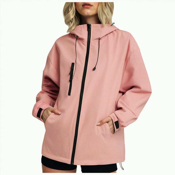 Godom Women Lightweight Jackets Waterproof Hooded Raincoat Packable Hiking Windbreaker Rain Jacket with Pockets