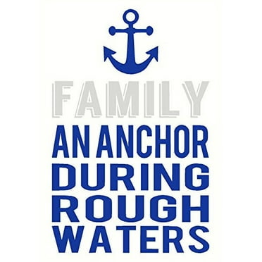 Family an Anchor During Rough Waters Wall Letters Decals Quote, 28 x 18 Traffic Blue & Warm Gray