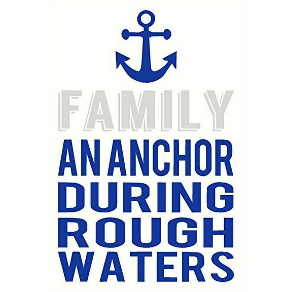 Family an Anchor During Rough Waters Wall Letters Decals Quote, 28 x 18 Traffic Blue & Warm Gray