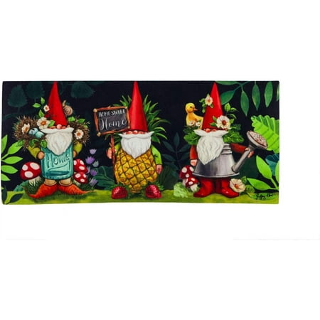 

Evergreen Sassafras Gnomes in The Garden Interchangeable Entrance Doormat | Indoor and Outdoor | 18 x 30 Inches | Non-Slip Backing | All-Season | Low Profile | Home Décor