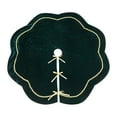 thumbnail image 2 of YIFUNIN 90cm Christmas Tree Skirt in Green Velvet with Gold Lace Trim and Bow Closure, Suitable for 8, 9, and 10-Foot Tall Trees, 2 of 3