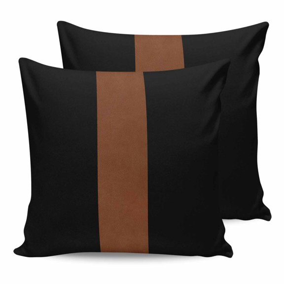 Outdoor Waterproof Throw Pillow Covers Set of 2 Brown Black Decorative Pillowcases Square Outdoor Pillows Cushion Case 18x18 Inch Boho Style Patio Pillows for Couch Sofa Bed Garden
