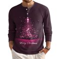 thumbnail image 2 of Wutalume Men's Loose Fit Button-Down Collar Shirt, Long Sleeve Casual Top with Christmas Print, Relaxed Henley Style for Holiday and Everyday Wear,Purple 2XL, 2 of 8