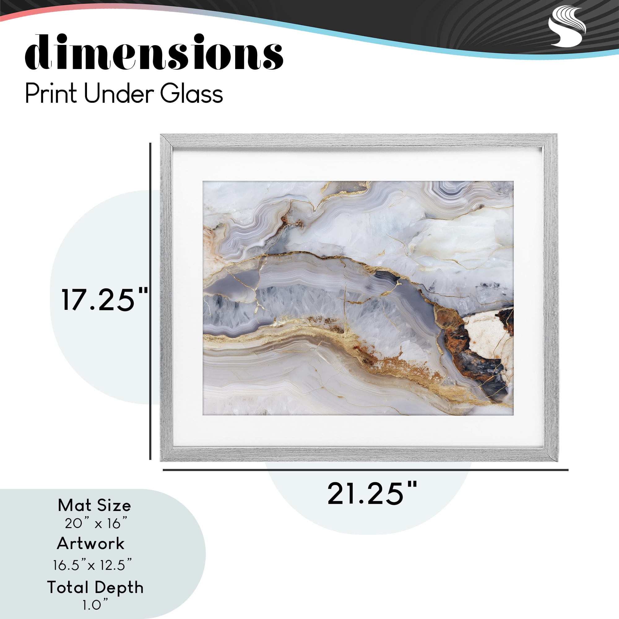 Stupell Industries Marbled Gold Stone Gray Framed Print Under Glass, design by Svetlana Aleynikova