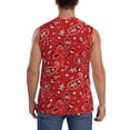 thumbnail image 4 of Fotbe Red Paisley Floral Men's Camiseta sin Mangas Estampada para Hombres, Playera Casual para Gimnasio, Entrenamiento, Playa-3X-Large, 4 of 7