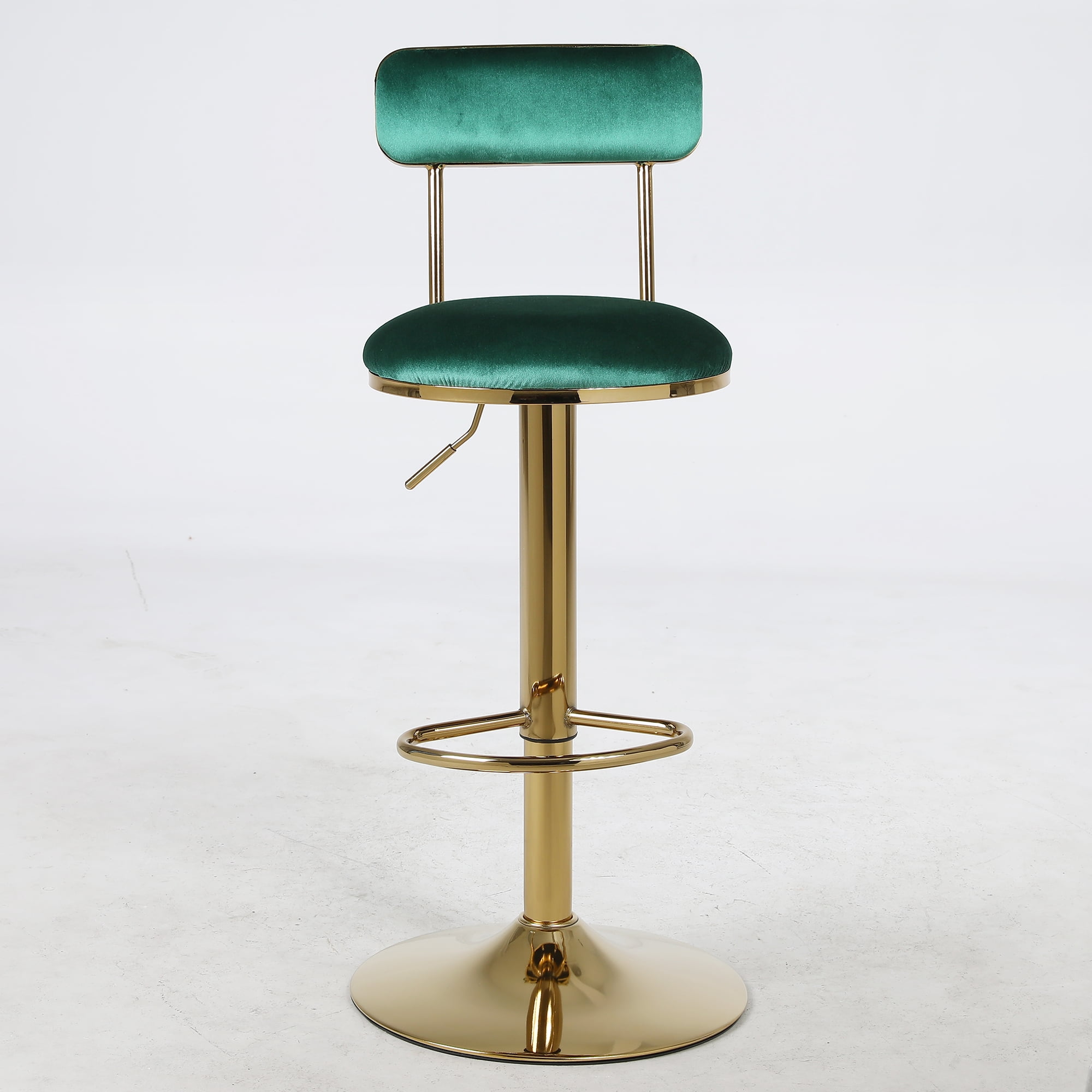 Kadyn Set of 2 Adjustable Counter Height Bar Stools with Back and Footrest, Green Kadyn Set of 2 Adjustable Counter Height Bar Stools with Back and Footrest, Green