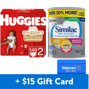 [$15 Savings] Similac Pro-Advance Value-Size Infant Formula and Huggies Little Snugglers Size 2 Diapers with Free $15 Walmart eGift Card