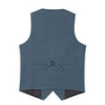 thumbnail image 4 of purcolt Men's Herringbone Tweed Suit Vests V-Neck Casual Business Vests Slim Fit Formal Dress Waistcoat for Groosmen Prom Wedding Party, 4 of 7
