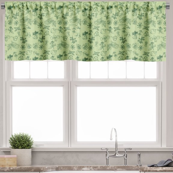 Ambesonne Mint Valance Pack of 2, Culinary Herbs Spices Oregano, 54"X18", Green Pistachio Green