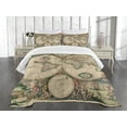 thumbnail image 3 of Ambesonne World Map Quilted Bedspread Set 3 Pcs, Antique Vintage Art, Queen Size, Multicolor, 3 of 5