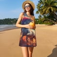 thumbnail image 3 of Easygdp Rainbow Sunset Cloud White Horse para Vestido Transpirable de Mujer, Vestido Suelto de Manga Corta con Pliegues y Bolsillos para el Verano, 3 of 7