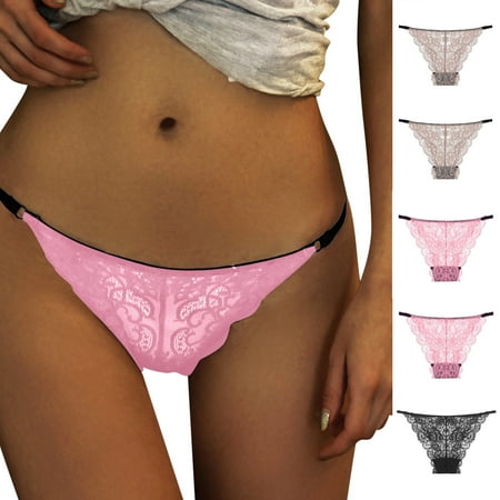

uikmnh 5PCs Women Ladies Ultra Soft Seamless Bikini Assorted Brief Lace Panties Underwear