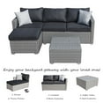 thumbnail image 6 of SUNTONE Patio Conversation Sofa Set - 3 Piece All Weather Wicker Outdoor Furniture Set, Gray Rattan & Black Cushions, 6 of 10