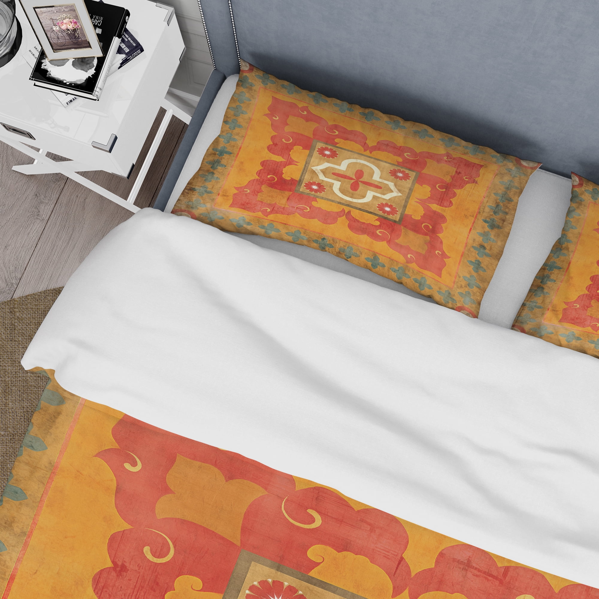 Designart 'Moroccan Orange Tiles Collage II' Cottage Duvet Cover Set